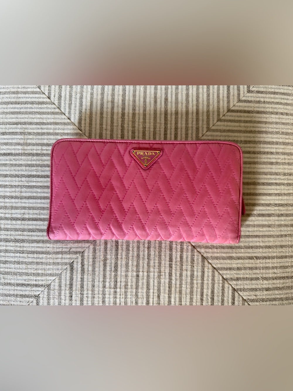 Prada Tessuto quilted nylon continental zipper wallet
